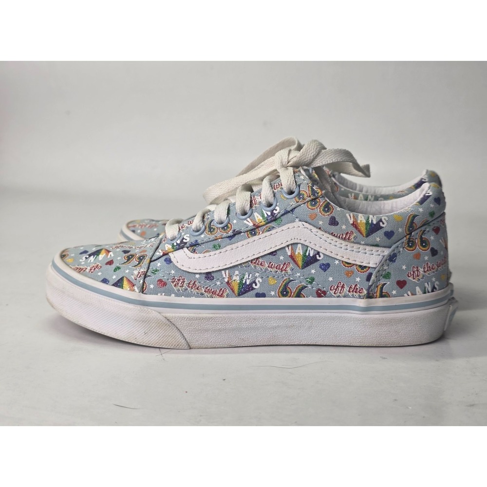 Vans Old Skool Youth Sneakers Size 2.5 Blue White Multicolor Low Top Shoes